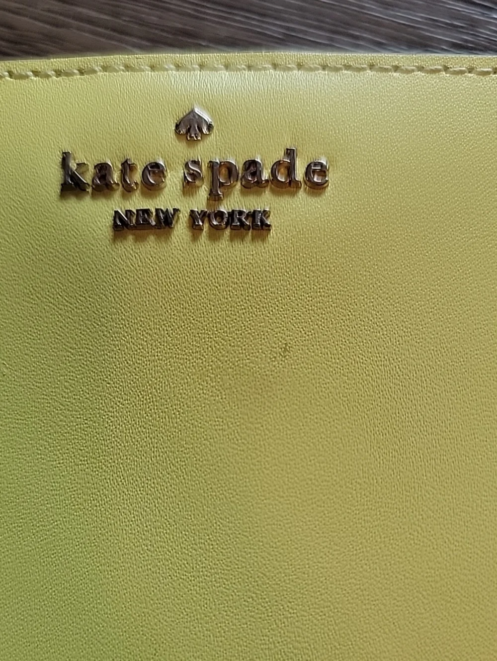 kate spade New York Yellow Leather Wallet With Milkshake Graphic